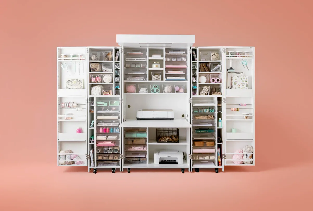 All-in-One Craft Storage Cabinet with Foldable Workstation - Product Details